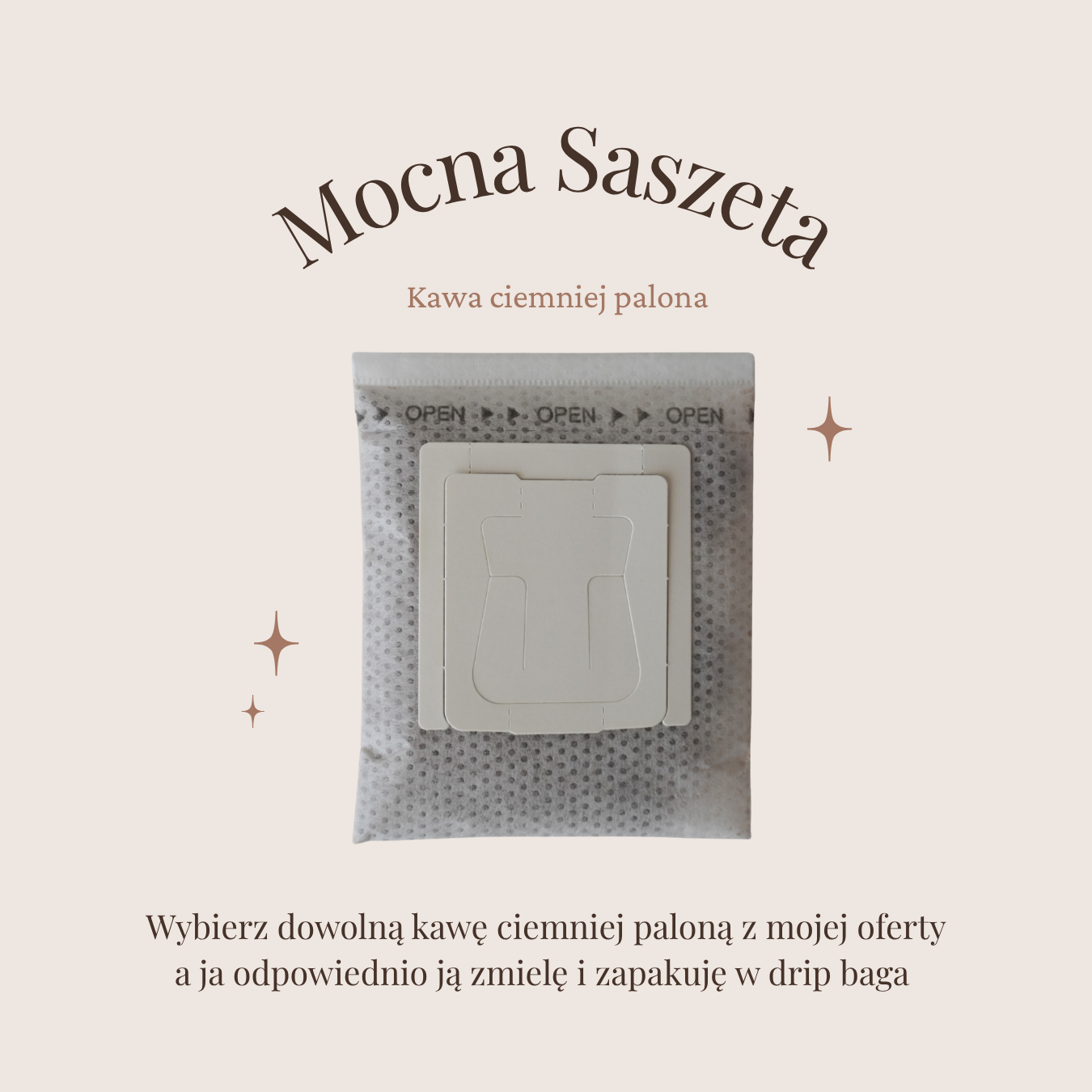 MOCNA SASZETA ✦ drip bag z kawą ciemniej paloną (wybierz ziarno)