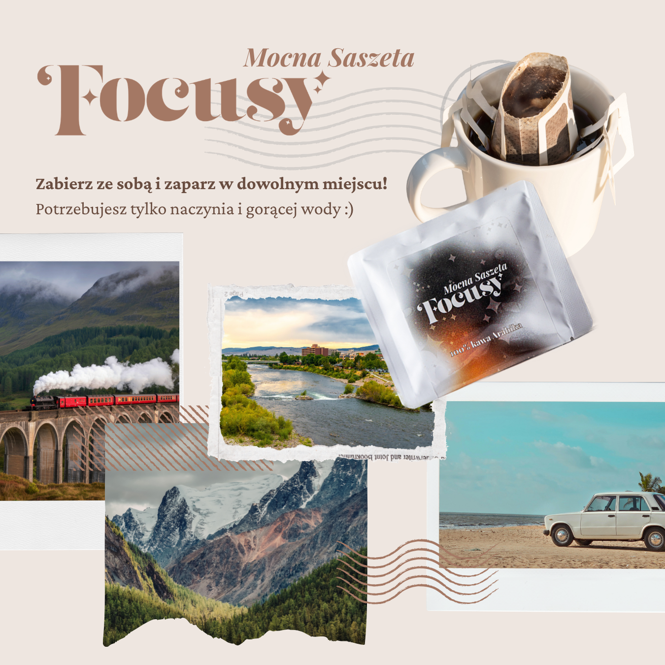 MOCNA SASZETA ✦ drip bag z kawą ciemniej paloną (wybierz ziarno)