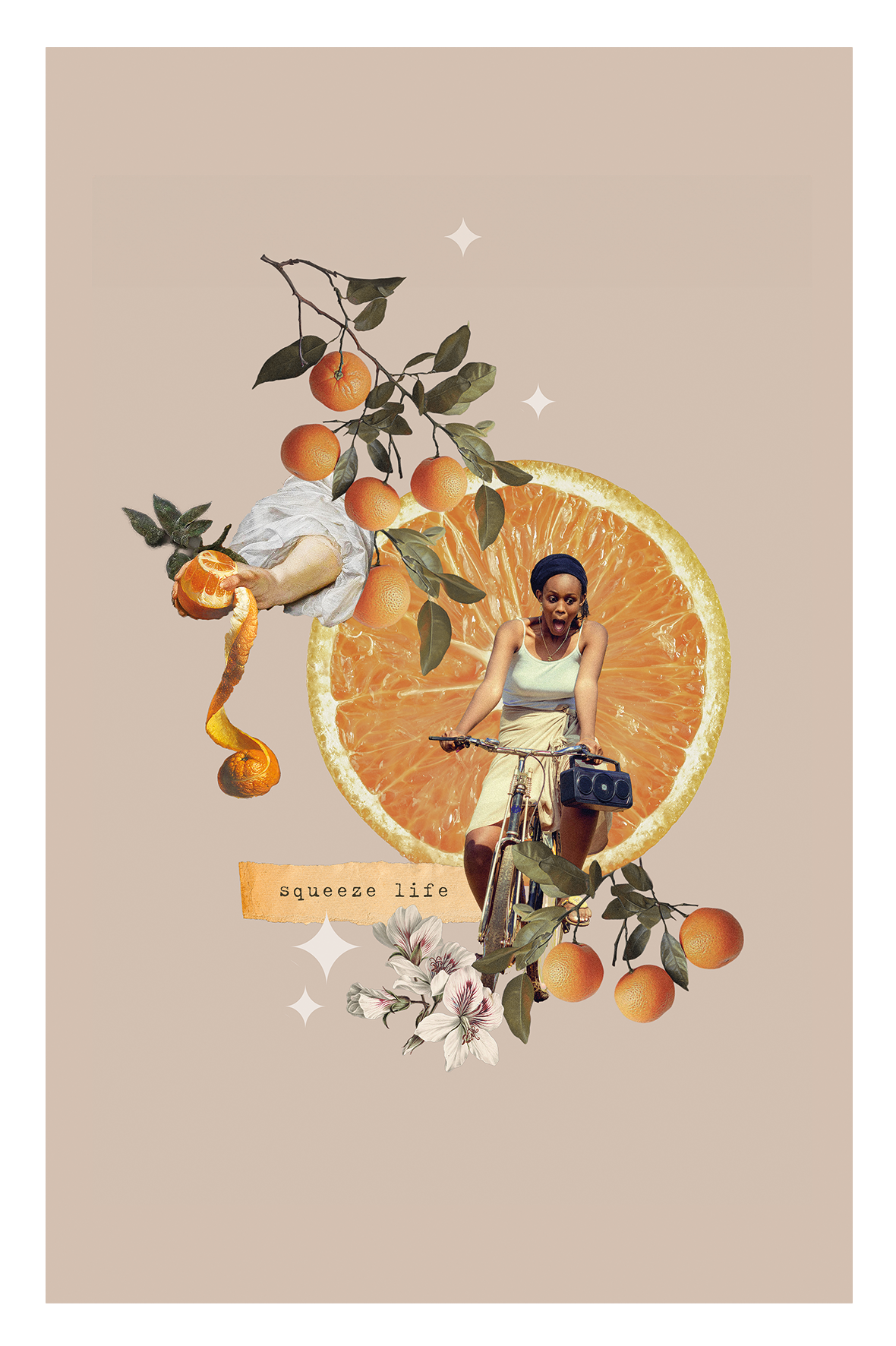 Kolaż cyfrowy z afirmacją  ✦  ORANGE