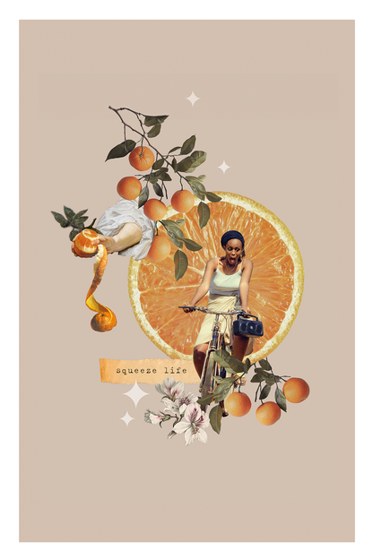 Kolaż cyfrowy z afirmacją  ✦  ORANGE