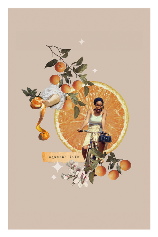 Kolaż cyfrowy z afirmacją  ✦  ORANGE