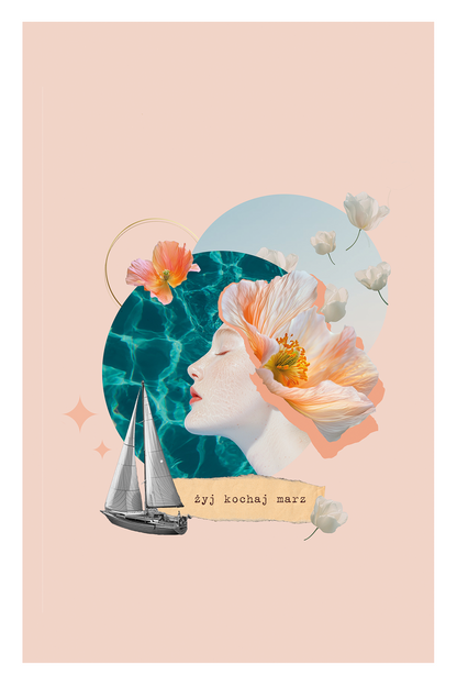 Kolaż cyfrowy z afirmacją  ✦  NIMFA