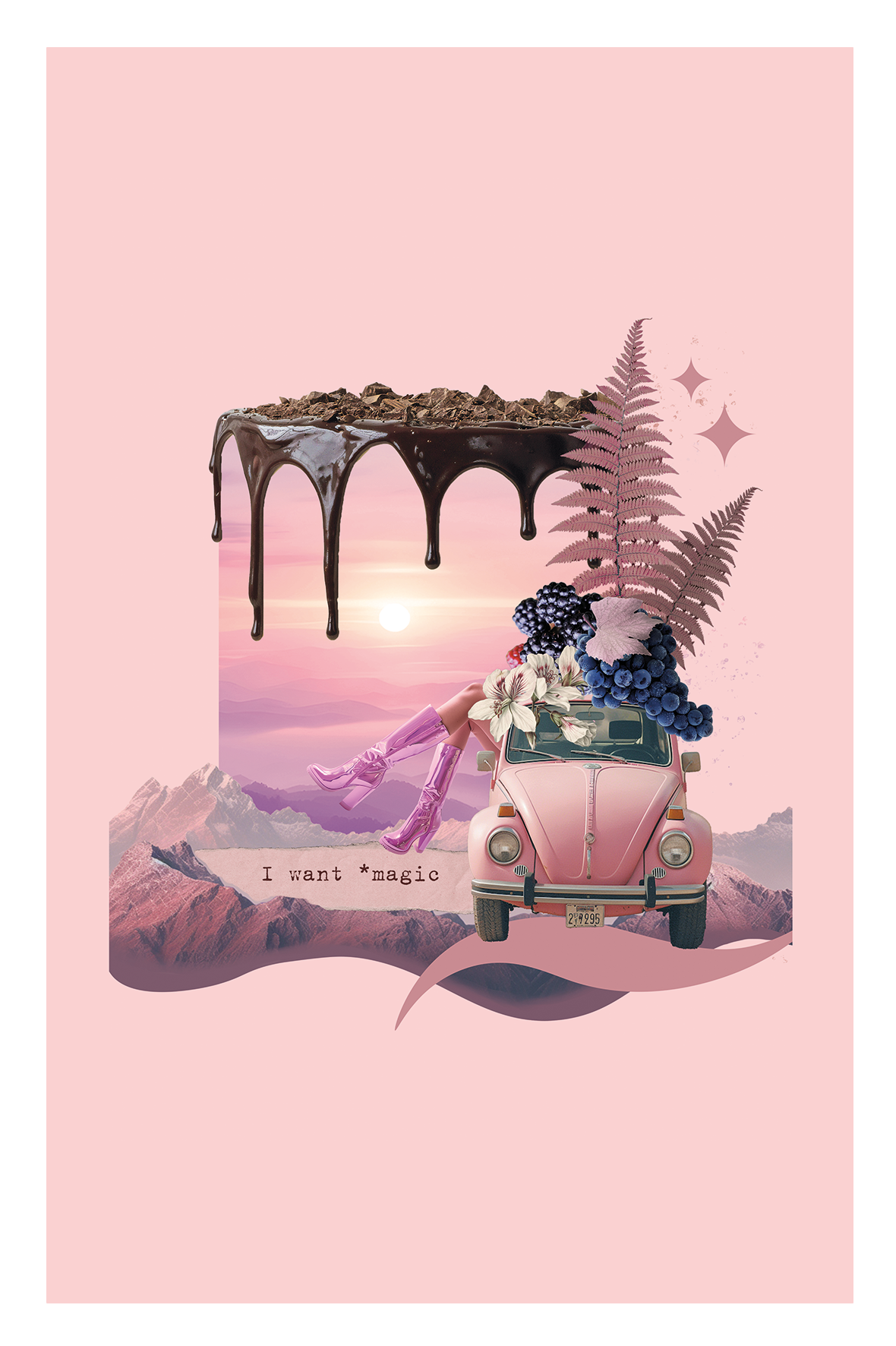 Kolaż cyfrowy z afirmacją  ✦  TORT