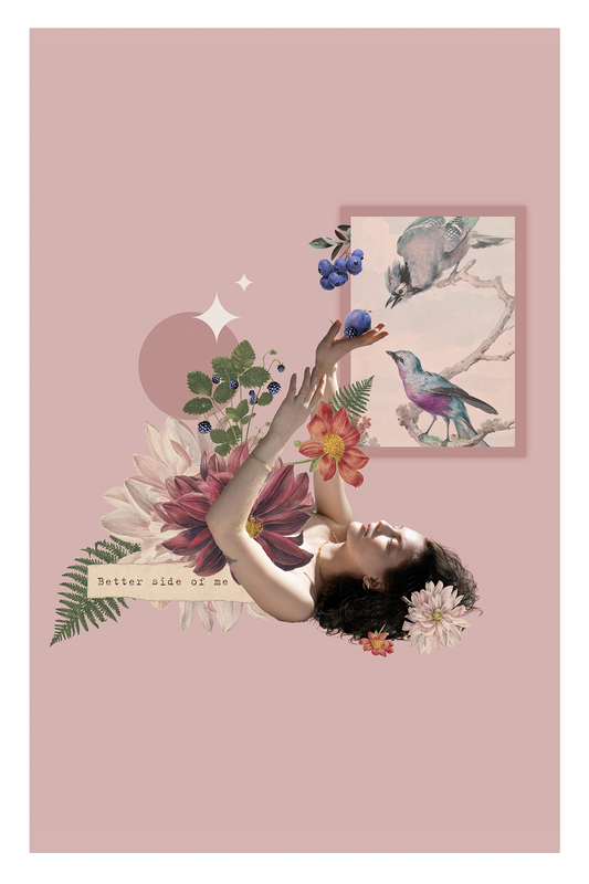 Kolaż cyfrowy z afirmacją  ✦  PTAKI