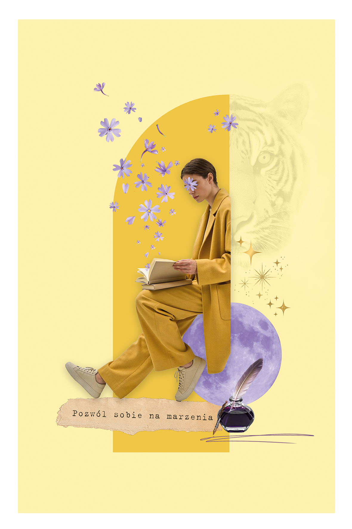 Kolaż cyfrowy z afirmacją  ✦  TIGER