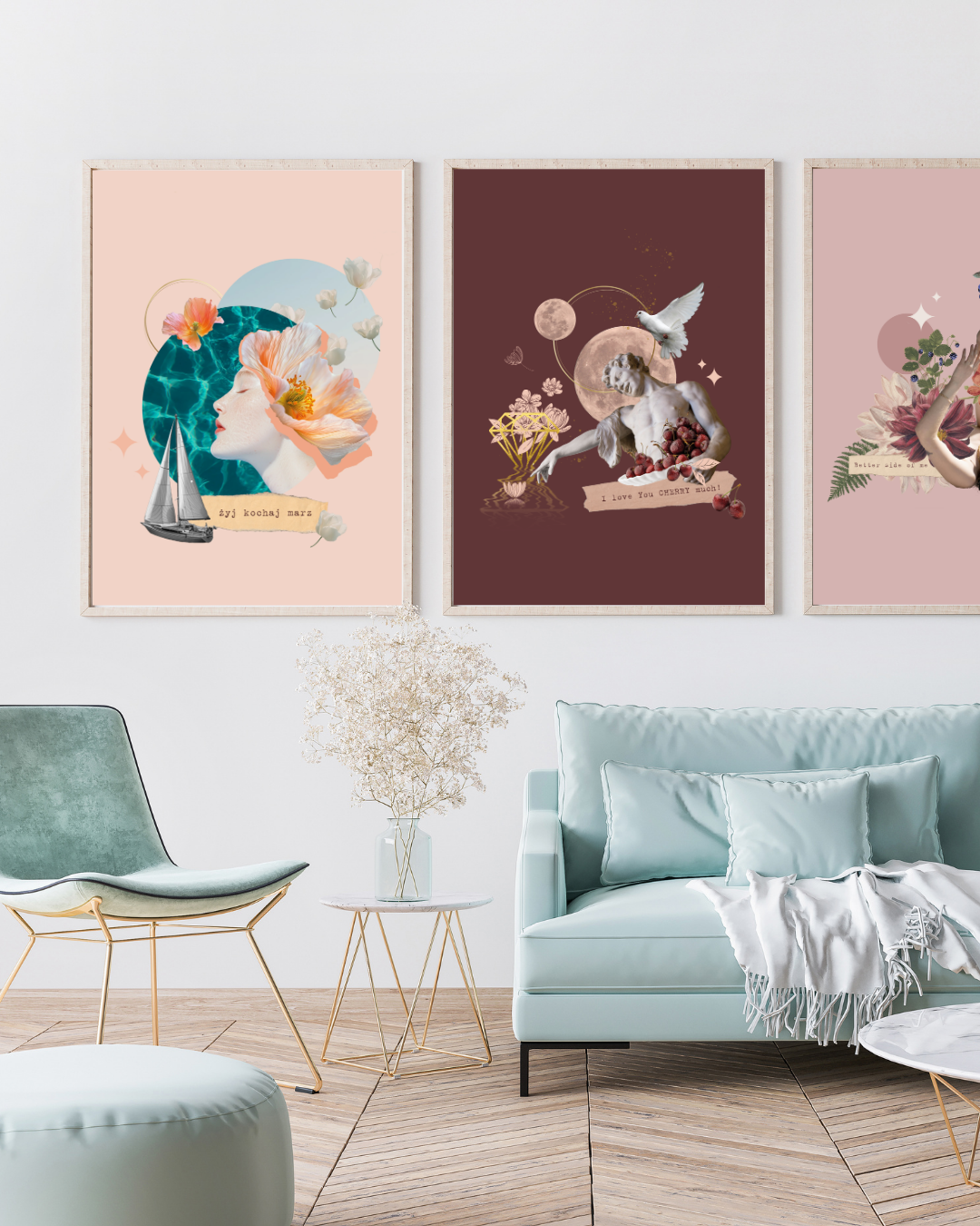 Kolaż cyfrowy z afirmacją  ✦  NIMFA