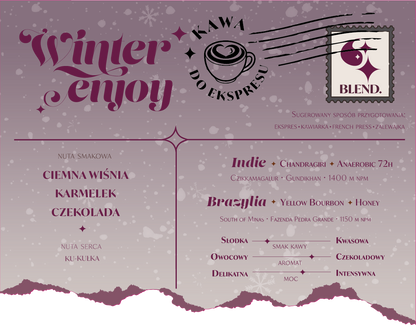winter enjoy blend deserowe espresso czekolada Palarnia kawy Focusy kawa specialty Warszawa Wilanów Sylwia Rachfalska arabika robusta ziarno kawy ekspres cappuccino alternatywy drip chemex (1)